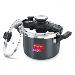 Prestige Clip On Hard Anodised Aluminium Pressure Cooker with Glass Lid (5 Litres, Charcoal Black)
